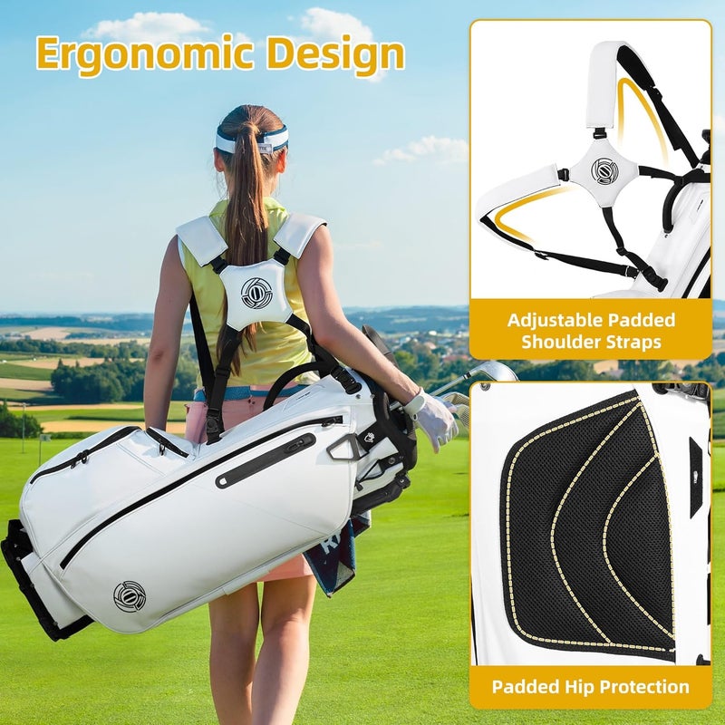 Shopsource Golf Stand Bag 14 Way, Lightweight Golf Bags for Men Women with Stand, Padded Ergonomic Double Strap, Full Length Dividers, Multiple Pockets, Rain Hood - Image 4